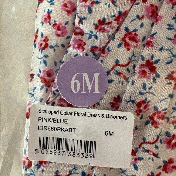 Rachel Riley Scalloped Collar Floral Dress & Bloomers in Pink and Blue, NWT, 6M - Picture 5 of 6